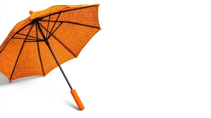 A photostock of a straw beach umbrella on a white background, summery and isolated.