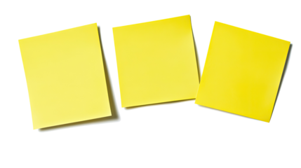 Bright Yellow Sticky Notes Arranged Neatly on a White Background Generative AI