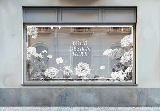 Storefront Glass Window display Mockup With Generative AI