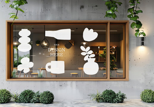 Shopfront Glass Window Display Mockup With Generative AI