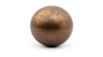 Fototapeta premium Single bronze-colored sphere with a matte finish, isolated on a white background for a vintage look