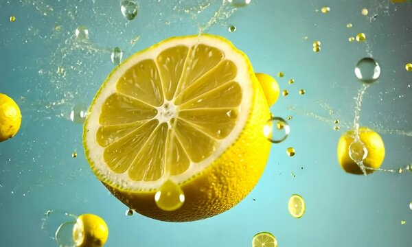 lemon squeezed in the air and the juice comes out video