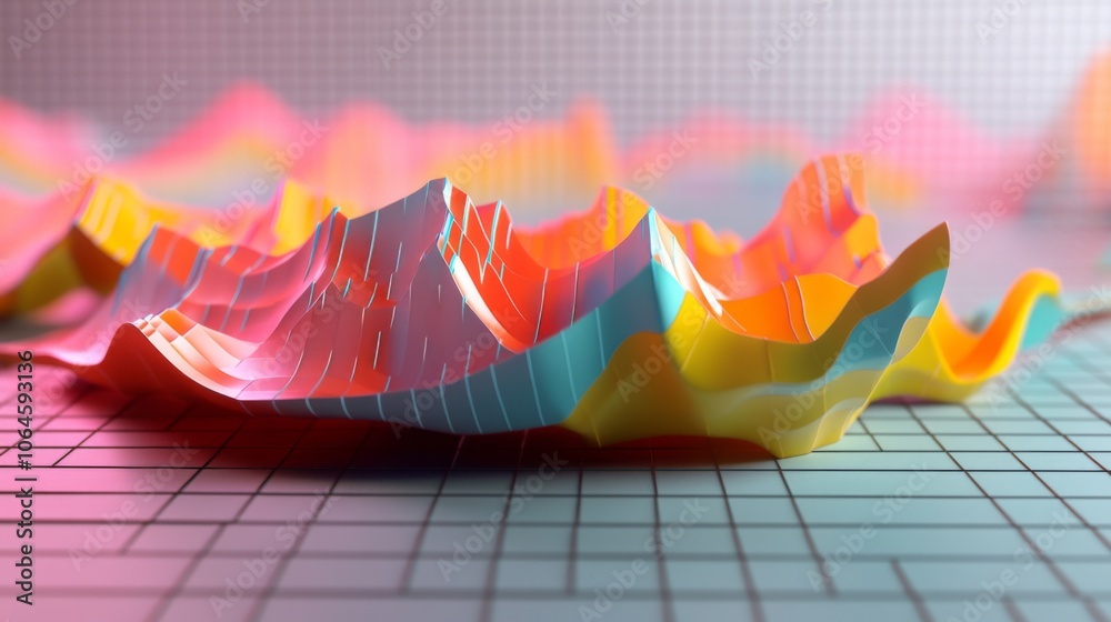 Poster vibrant 3d data visualization design concept