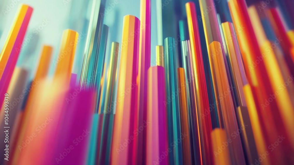 Poster Colorful Vertical Lines in Abstract Design