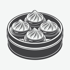 Dim Sum Silhouette Vector Illustrations Isolated on White Background Perfect for Asian Cuisine Designs