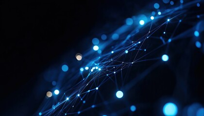 Obraz premium A mesmerizing abstract representation of interconnected lines and dots in blue hues, evoking a sense of technology and digital networks.