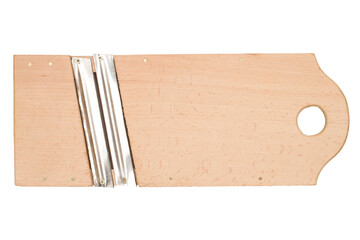 Wooden Kitchen Vegetable Grater with Steel Knife. Vegetable grater isolated on white background.