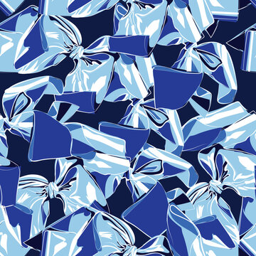 Vibrant Cobalt Bows: Stylish Seamless Pattern Design for Modern Elegance