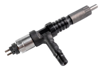New fuel injector on white background close up