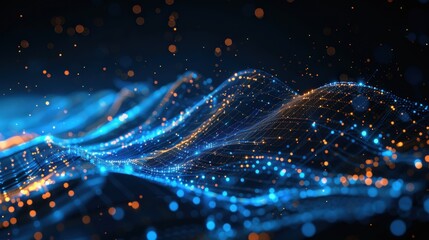 Captivating Visualization of Data Trends Through Stunning Waves of Light and Colorful Particles