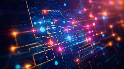Fototapeta premium digital colorful flow chart management prozess connected lab