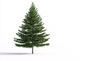 Obraz premium A robust evergreen towers against a pristine backdrop, its lush green needles and strong trunk embodying enduring strength and vitality.