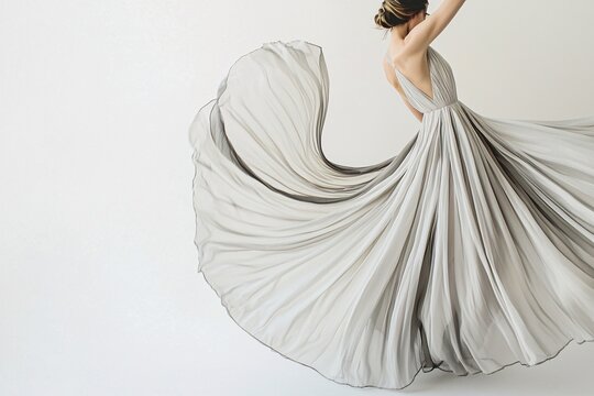 A breezy maxi dress gracefully falls against a light backdrop, highlighting its airy fabric and relaxed vibe ideal for warm-weather events.