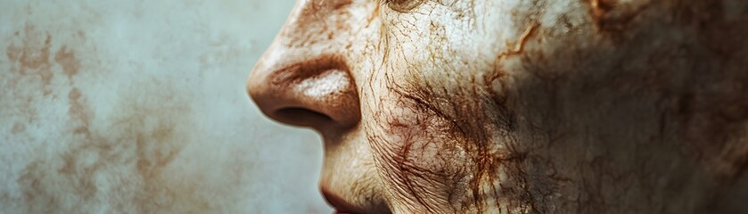 Naklejka premium Close-up of Wrinkled Skin on a Person's Face