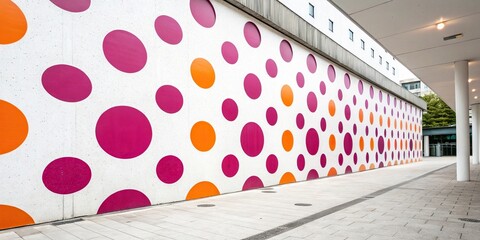 Geometric magenta and orange dots on white, magenta, background, orange, retroart