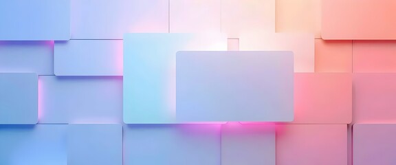 Obraz premium Abstract Geometric Background: Pastel Cubes, Gradient, Glowing