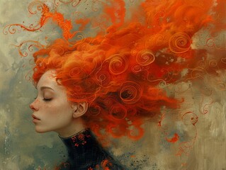 Red Hair, Closed Eyes: A Whimsical Portrait