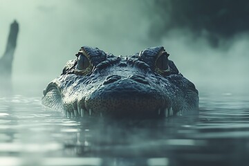 Fototapeta premium alligator on the water surface