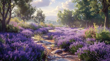 Obraz premium Lavender Field Pathway