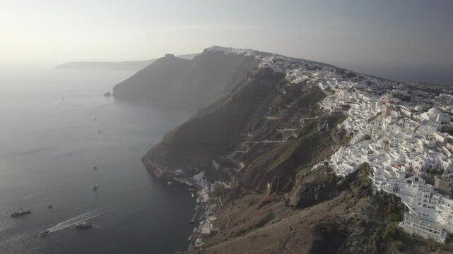 Daytime Santorini orbit 4k drone footage Dlog 10 Bit ungraded