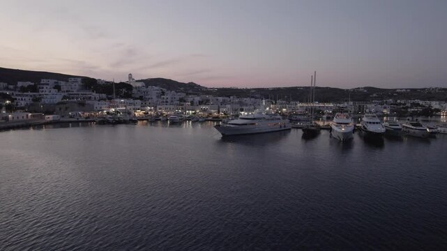 Flight over harbor at sunset 4k drone footage Dlog 10 Bit ungraded