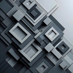 Abstract Geometric Background: Gray, Squares, 3D Rendered
