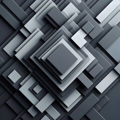 Fototapeta premium Abstract Geometric Background: Gray, Squares, 3D Rendered, Layered