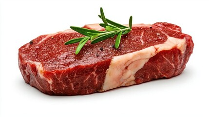 Obraz premium A photostock of juicy steak on a white background, isolated and appetizing.