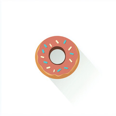 Obraz premium Minimalist Donut Icon on White Background