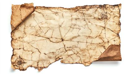 Fototapeta premium Aged treasure map with torn edges