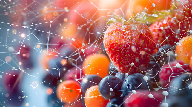 Fresh Fruit With Abstract Network Design