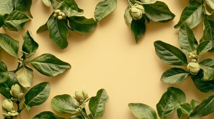 Naklejka premium Vibrant green leaves cascading down a wall, creating natural tapestry of lush foliage