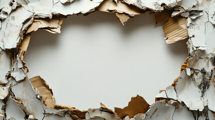 Aged paper frame with natural torn edges, with copy space
