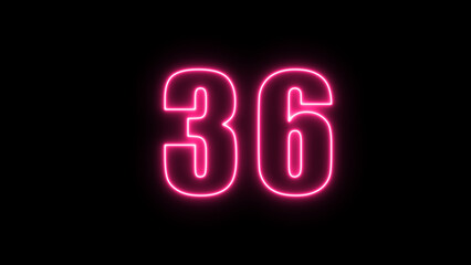 Neon number  with alpha channel, the best digital symbol, 3d render, Education concept.Glowing Alphabet Letter of neon number