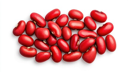 A photostock of raw kidney beans on a white background, isolated and healthy.