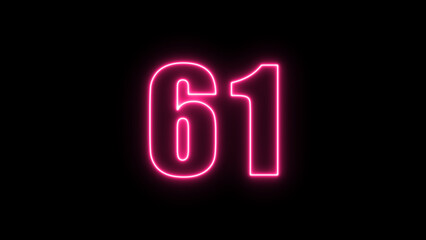 Neon number  with alpha channel, the best digital symbol, 3d render, Education concept.Glowing Alphabet Letter of neon number