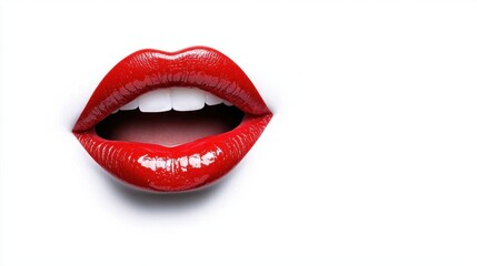 Fototapeta premium A photostock of red lipstick smear on a white background, bold and vibrant.
