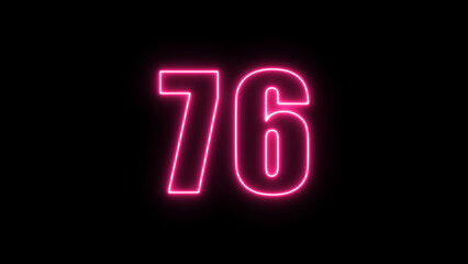 Neon number  with alpha channel, the best digital symbol, 3d render, Education concept.Glowing Alphabet Letter of neon number