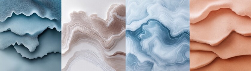 Obraz premium Exploring the interplay of textures, three diverse surfaces showcasing unique patterns and tactile qualities for design inspiration.