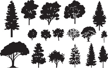 Set Trees. Hand drawn vector illustration