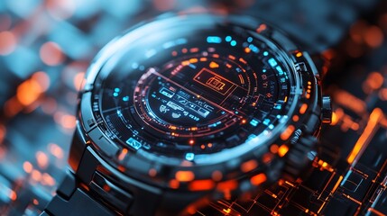 Smartwatch displaying security alerts encrypted data symbolizing the importance of wearable technology in personal cyber security