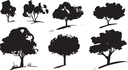 Set Trees. Hand drawn vector illustration