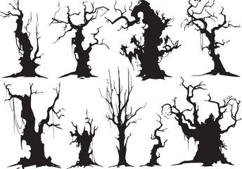 Set Trees. Hand drawn vector illustration