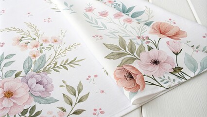 Pastel Floral Patterns on White Background, hand-drawn graphics, floral patterns, calming atmosphere