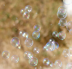 A bunch of bubbles floating in the air
