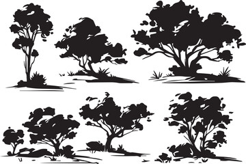 Set Trees. Hand drawn vector illustration
