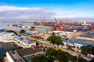 Fototapeta premium Nov 1, 2024 Landscape of Manila Ship Port in Manila Bay, Manila City, Philippines
