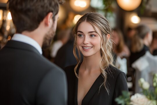 A wedding planner meets with a couple to discuss their event, going over details and ensuring all plans are in place for the big day