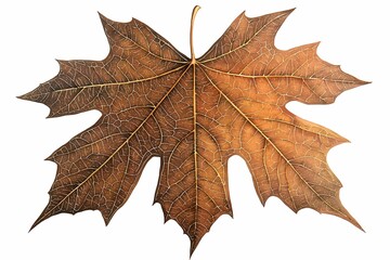 Fototapeta premium Golden Maple Leaf with Detailed Veins and Minimalist Design