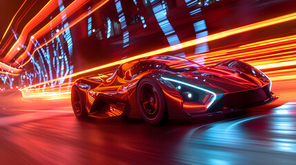 hypercar moden future street racing fast videogame banner background copy space area advertising